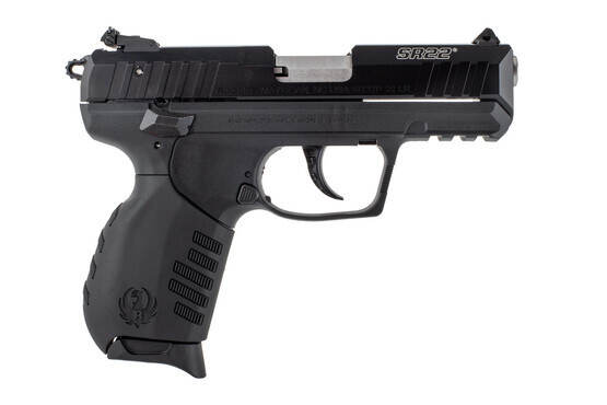 Ruger SR22 22lr pistol features a threaded barrel